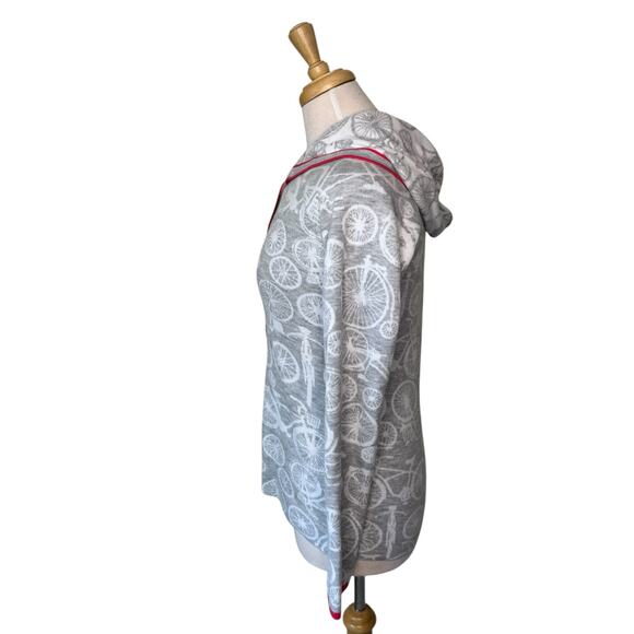 KRIMSON KLOVER Bicycle Print Button Front Sweater Red Trim Medium - Picture 4 of 8